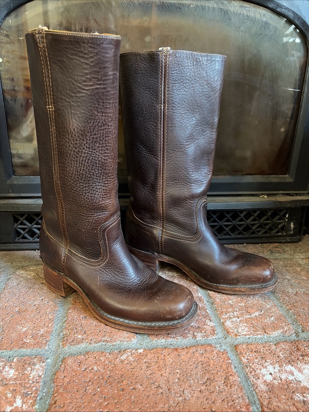 VTG FRYE Campus Boots DARK Brown Leather 77050 SZ 9 M